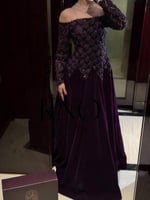 فستان جوخ شتوي مع كلفة مخمل وشك فاخر