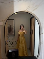 فستان تل تايواني مكرمش مع تطريز يدوي فاخر مبطن بتف...