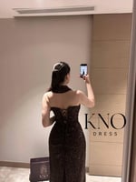 فستان سهره بني دانتيل على لول