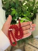 مسبحة بكلايت طربزونة احمر فضة