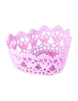 سلة دانتيل قلب لون وردي
