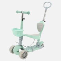 سكوتر ركل ٥ في ١ للأطفال مع مقعد وسلة وعجلات LED آ...