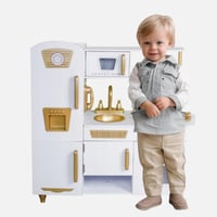 مطبخ خشبي فاخر للبنات باللون الأبيض والذهبي - ألعا...