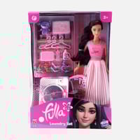 فلة - دمية مع غسالة وأكسسوارات لتنمية مهارات الأطف...