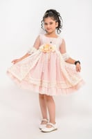 فستان وردي أنيق بتل مطرز