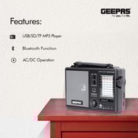 راديو 10 نطاقات قابل للشحن ومشغل ام بي 3 من جيباس،...