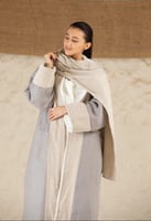 فروة شتوية نسائية جوخ رصاصي - مبطنة