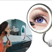 مرآة مكياج مرنة محمولة، تكبير 10x، مع مصباح