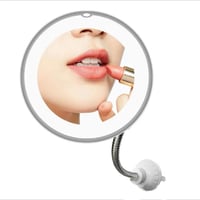 مرآة مكياج مرنة محمولة، تكبير 10x، مع مصباح