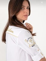 قميص ابيض بشاره ذهبيه