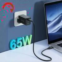 شاحن جداري 65 واط راف باور بايونير بمنفذي USB-C وم...