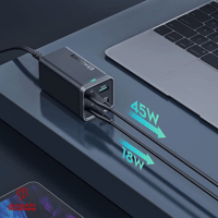 منصة شحن راف باور 4 منافذ 2 USB و 2 PD قوة 65 واط...