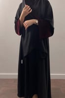 عبايه (N40) اكمام مخمل عنابي