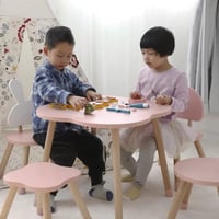 طقم طاولة و 2 كرسي أطفال خشبي Cloud لون وردي