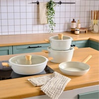 طقم قدور Swiss Crystal Almond Cream