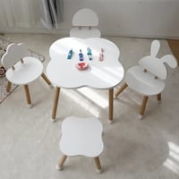 طقم طاولة و 2 كرسي أطفال خشبي Cloud لون أبيض