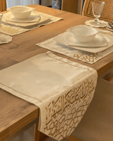 طقم مفارش سفرة مطرز - مبارك عليكم الشهر (تطريز لون...