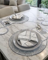 طقم مفارش سفرة مطرز Ramadan تطريز لون رصاصي