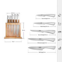 طقم سكاكين احترافية مع ستاند ولوح تقطيع Vigor