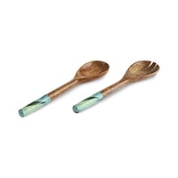 طاسة خشبية فاخرة للسلطة مع مغارف Mango