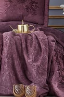 طقم مفارش عرائس كوين سايز Valeria عنابي