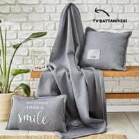 طقم لحاف خفيف و 2 مخدة صغيرة Softy رمادي