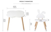 طقم طاولة و 2 كرسي أطفال خشبي Cloud لون أبيض