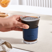 كوب زجاجي فاخر Cool Touch أزرق كحلي