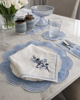 طقم مفارش سفرة مطرز Blue Vibes