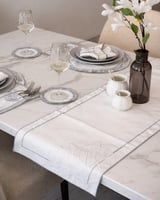 طقم مفارش سفرة مطرز Ramadan تطريز لون رصاصي