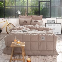 طقم مفارش مزدوج كوين Motto بني