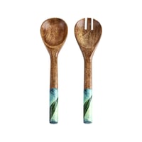 طاسة خشبية فاخرة للسلطة مع مغارف Mango