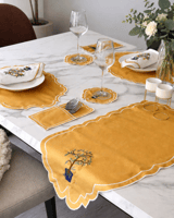 طقم مفارش سفرة مطرز Orange Garden