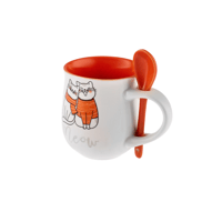 كوب خزفي مع ملعقة Motley Cat