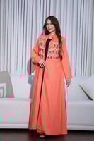 جلابية لينن قطعتين مطرزة في الصدر – أناقة عملية بأ...