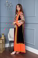 جلابية مخمل ممزوجة بخامة اللنن والترتر المورد