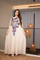 جلابية جوجيت فراشة بكلفة مطرزة من الامام