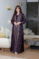 جلابية مخمل قطعتين بتطريز كمبيوتر