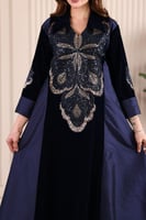 جلابية مخمل ممزوجة بخامة الشانتون في الجوانب وكلفة...