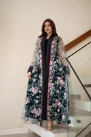 جلابية مخمل قطعتين بإضافة تل مطرز وموديل فتحة في ا...