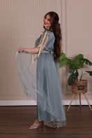 قفطان مغربي قطعتين من الساتان والتل المطرز بالكرست...