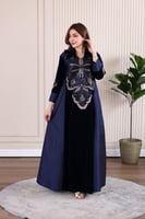 جلابية مخمل ممزوجة بخامة الشانتون في الجوانب وكلفة...