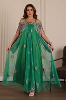 فستان تل بأكمام واسعه من الترتر