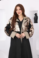 جلابية لينن قطعتين بتدخيلات الترتر وفتحة في الظهر