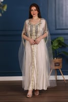 قفطان مغربي قطعتين من الساتان والتل المطرز بالكرست...