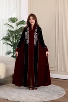 جلابية مخمل بتطريز كمبيوتر في الامام والخلف