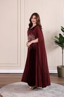 جلابية مخمل مطرزة بالترتر بإضافة خامة الجورجيت