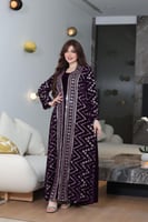 جلابية مخمل قطعتين بتطريز كمبيوتر