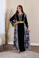 جلابية مخمل بتطريز شك يدوي والتل المطرز