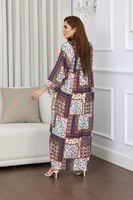 جلابية روز قطن خفيف صيفية طويلة ( رقبة سبعة )